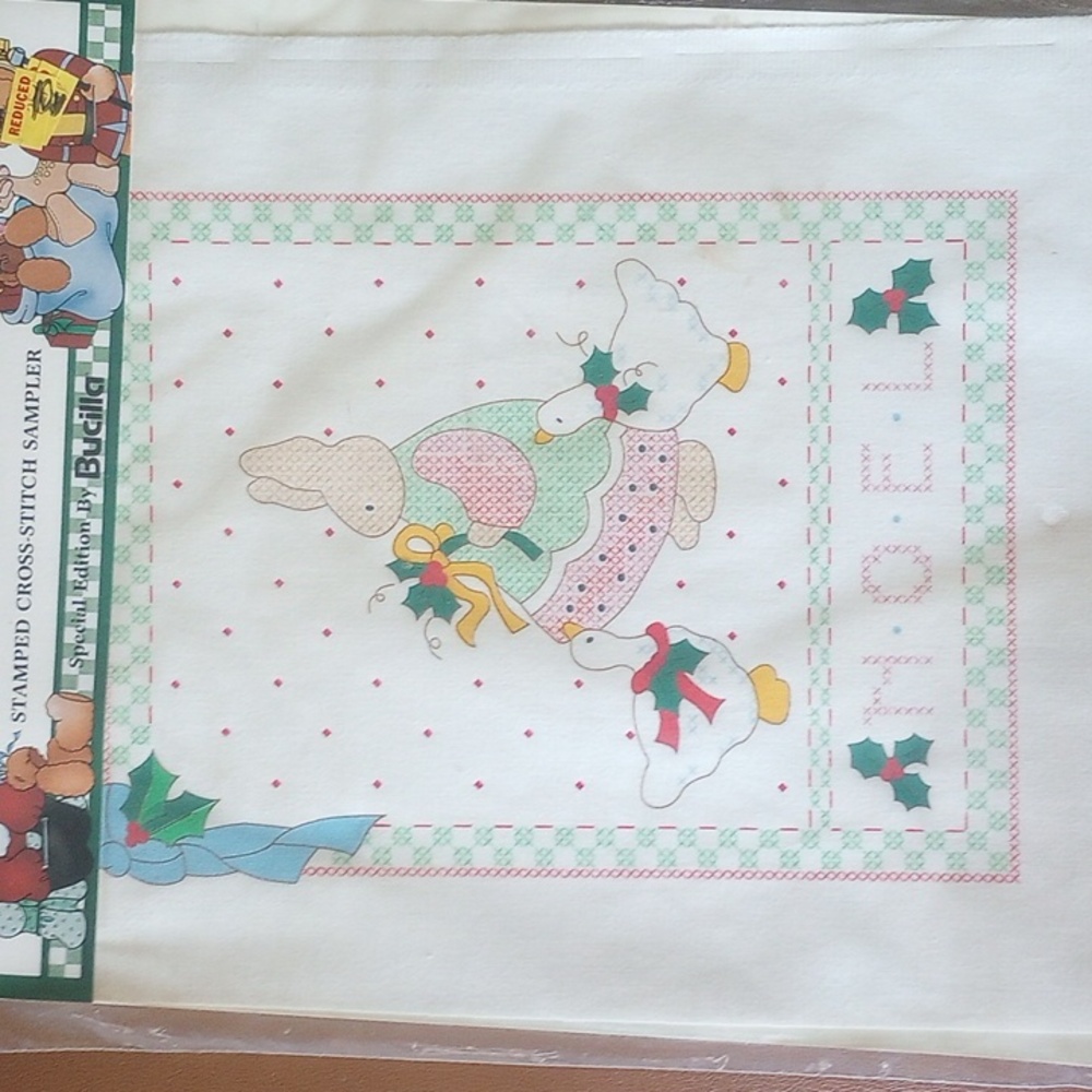 NWT 5 Bucilla Stamped Cross Stitch Christmas Sampler Kits. Santa, Bears, Rabbits - Picture 2 of 13